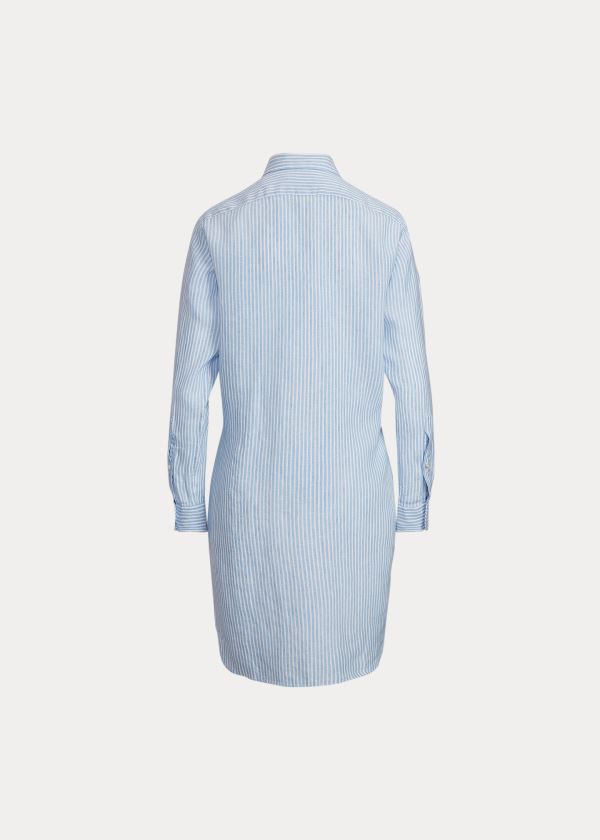 Camisa Polo Ralph Lauren Mujer Azules / Blancos - Striped Linen Tunic - KPXUY9407